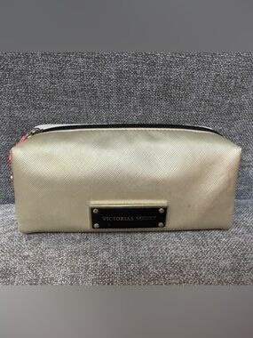 Victoria's Secret Metallic Gold Cosmetic Case with Logo Plate